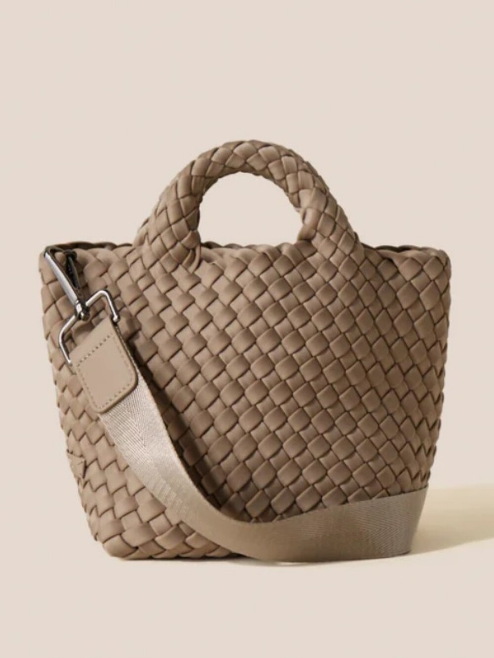 Naghedi St. Barths Mini Woven Tote tan cashmere color W Wallet Pouch